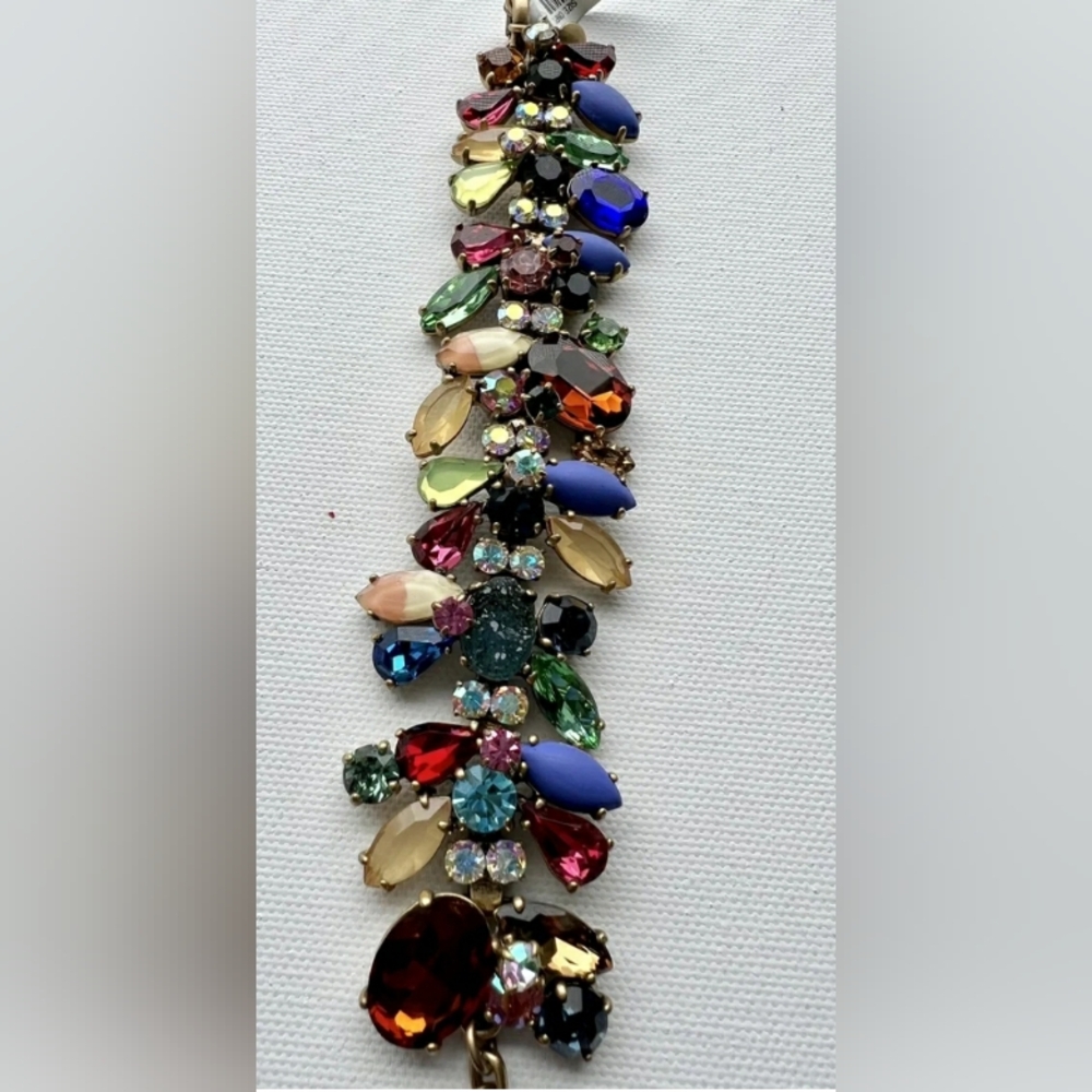 NWT J. Crew Druzy Crystal Bracelet Confetti Asymmetrical Raw Mixed Stones Chunky